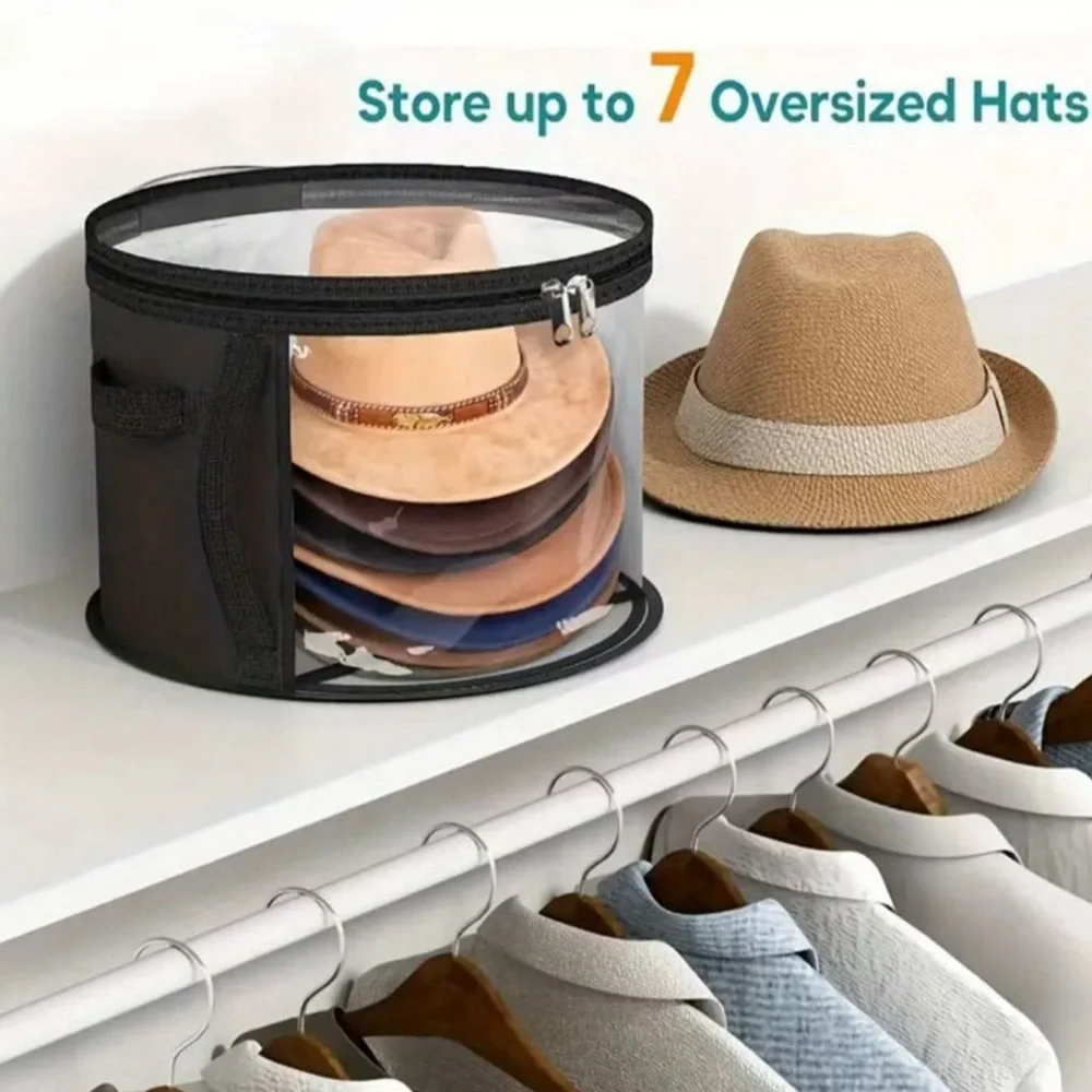 Black and Clear Hat Storage Box, NEW